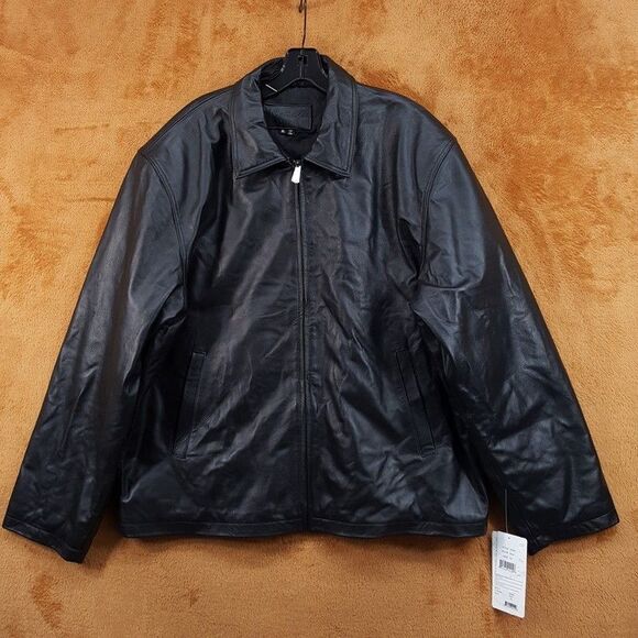 Vintage Leather Other - VINTAGE LEATHER Bomber Jacket Men XL Black Genuine Quilted Lined Zip Coat Macys